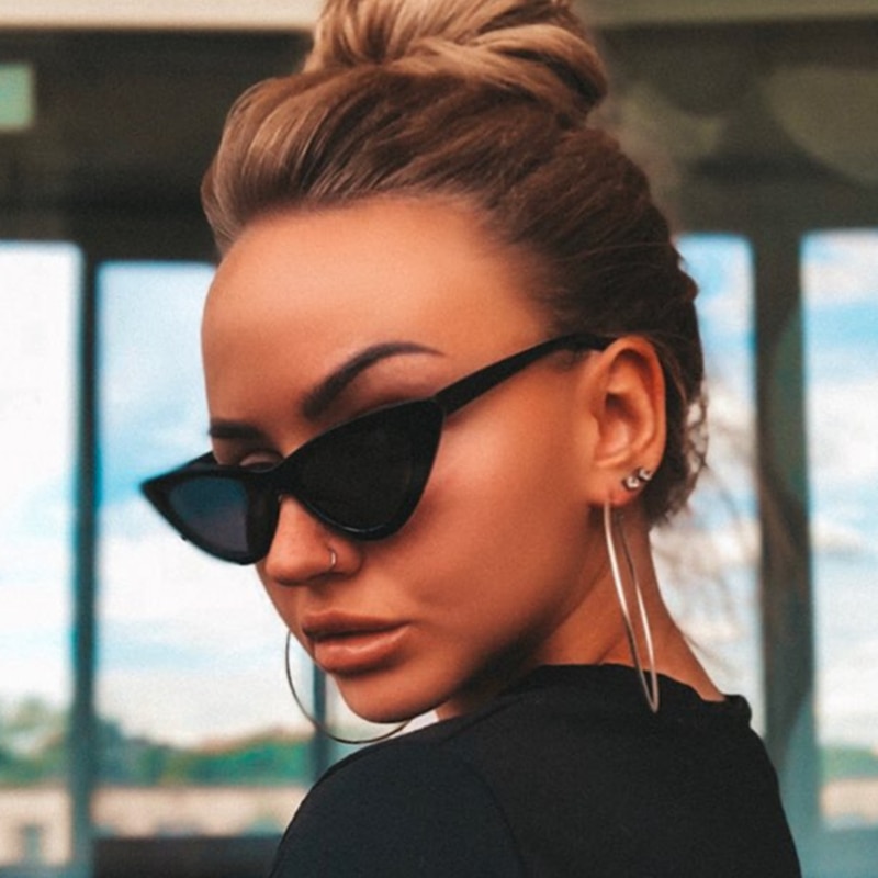 Cat eye solglasögon dam vintage små solglasögon  uv400 svarta nyanser retro cateye lunette de soleil femme oculos