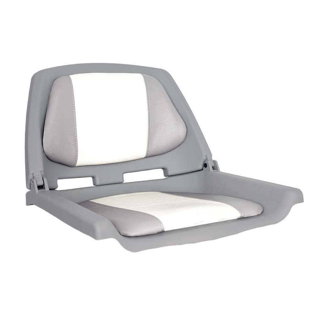 Oceansouth Fisherman Boat Seat Marine-Grade Polymer Low-Back Moulded Folding Seat Fishing Boat Accessories: Grey White