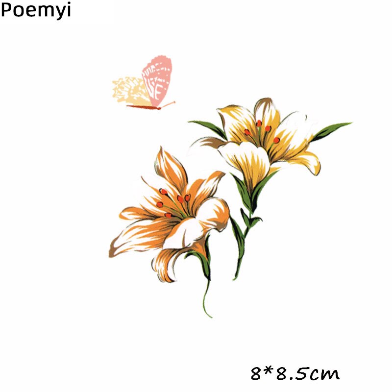 Poetyi smukke blomster diy jern på pletter til tøj varmeoverførsel tilbehør patch termisk klistermærke på tøj applikeret q: Zt0020