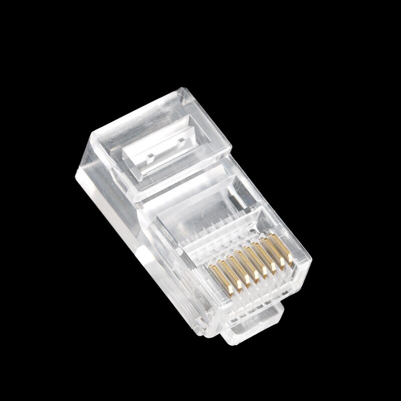 20/50/100 sztuk RJ45 kable Ethernet moduł wtyk złącze sieciowe RJ-45 kryształ głowy Cat5 Cat5e złoty kabel warstwowy