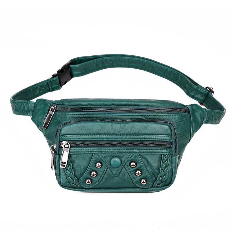 Female Fanny Pack Banana Hip Purse and Handbags Women&#39;s Waist Bag PU Leather Bags Shoulder Crossbody Chest Bag: Green