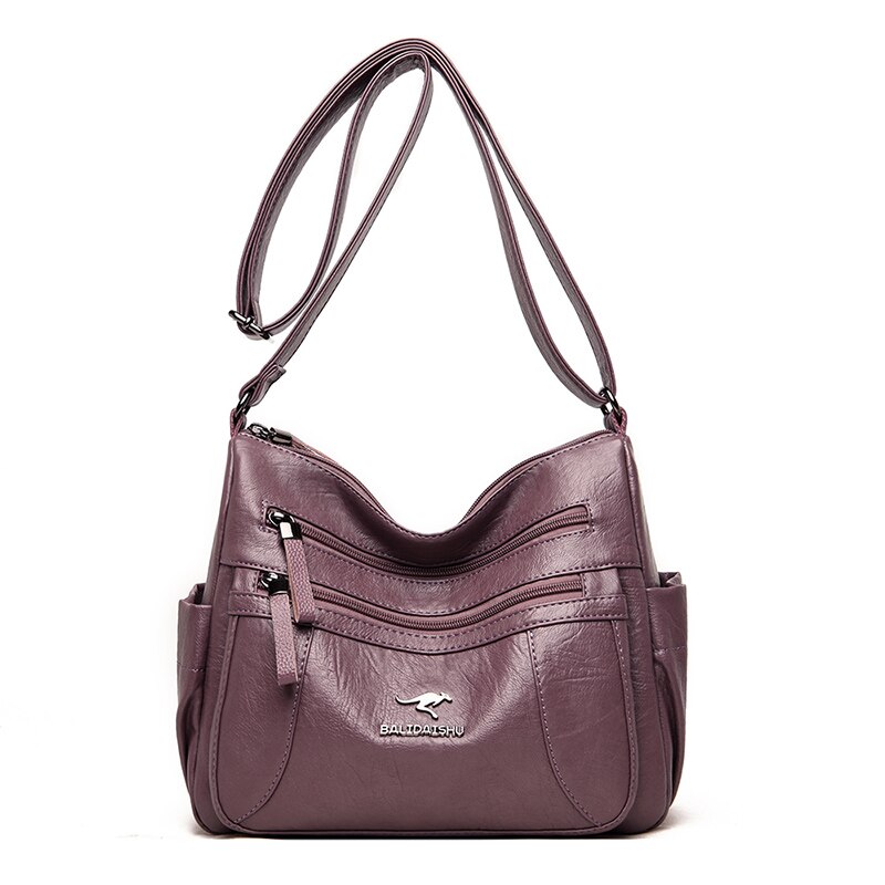 OLD TANG Winter Casual Pu Leather Solid Color Zipper Shoulder Bags for Women Autumn and Winter Brand Crossbody: Purple
