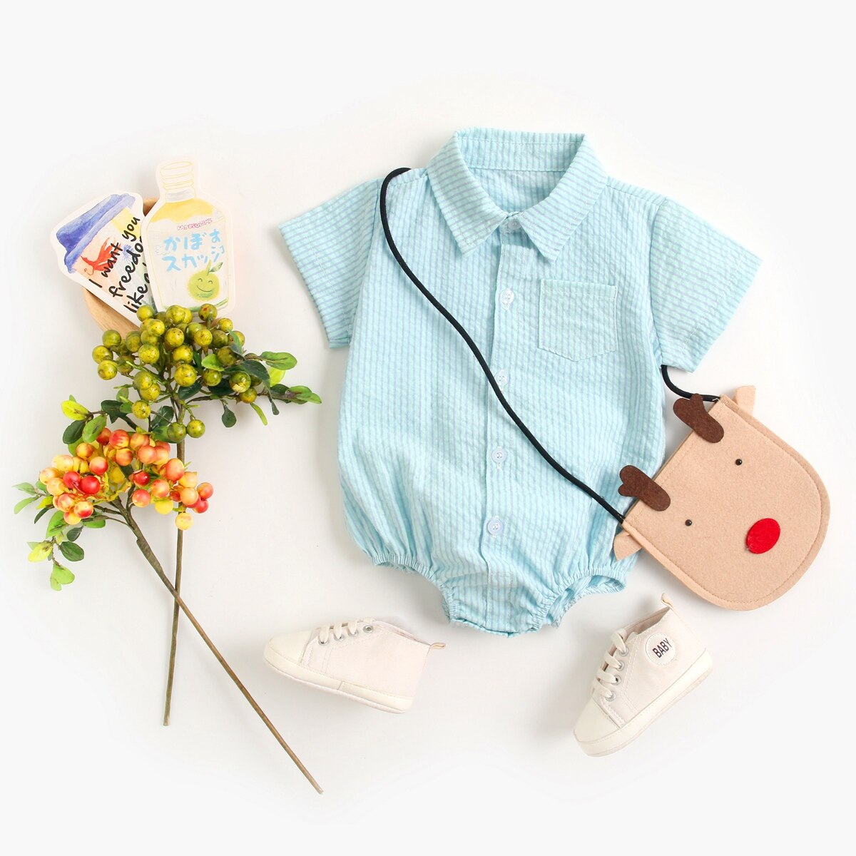 Sanlutoz – body en coton à manches courtes pour bébés garçons, vêtements à carreaux, à la , été