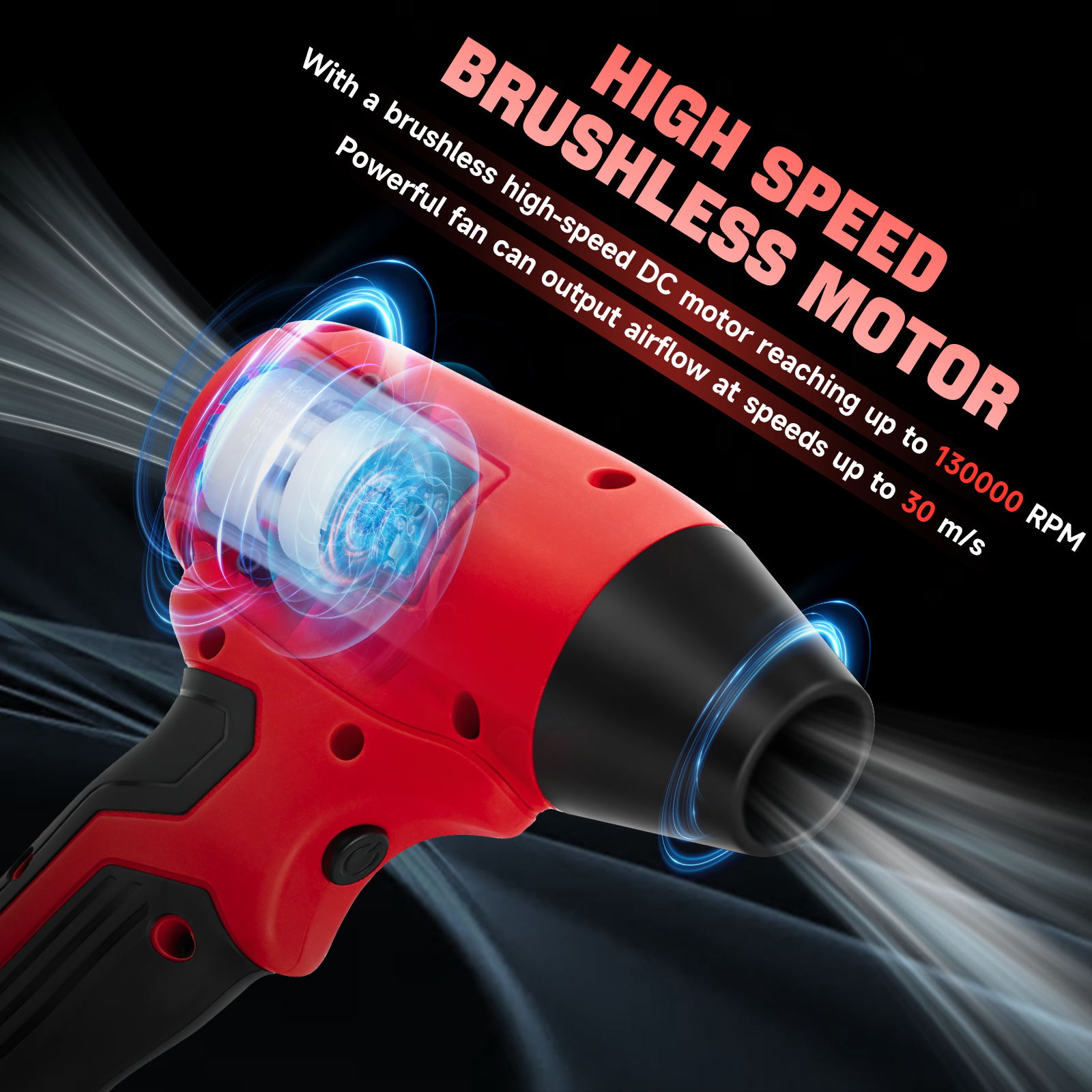 Borstelloze Turbo Jet-ventilator Draadloze elektrische luchtblazer 130000 RPM traploze snelheid stofblaasgereedschap voor Milwaukee 18V batterij