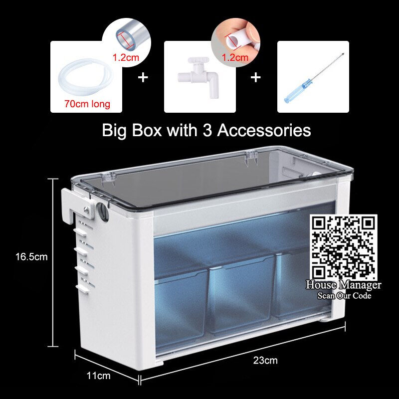 NEUE Aquarium Filter Kasten 3 Größe Montieren Leicht-installieren Hängen hoch Fisch Panzer Zubehör Biochemischen Material Oberen Filter Rinnsal Kasten: groß mit 3Teile