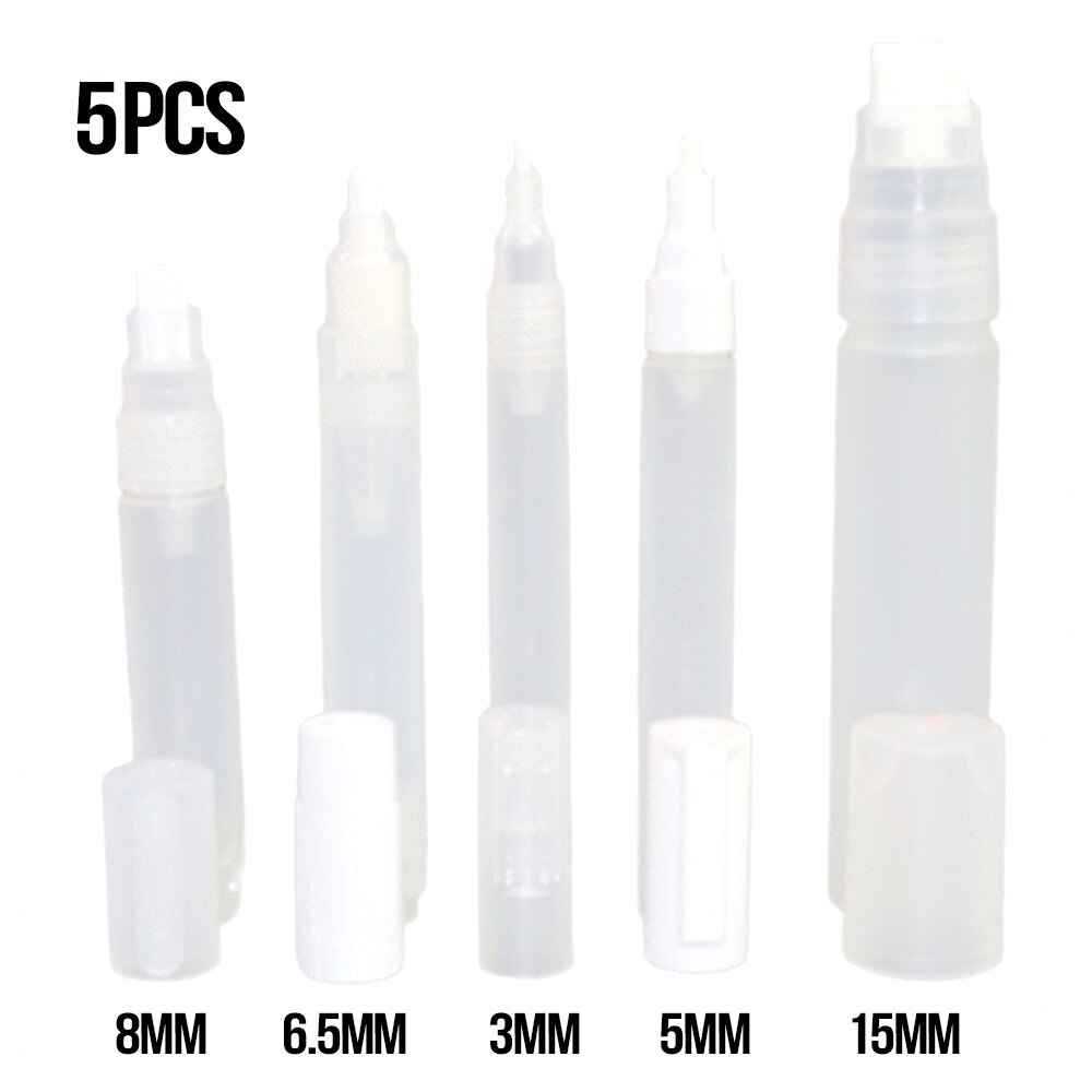 5 uds. Accesorios de bolígrafo de pintura de plástico, barra vacía transparente, marcador de tiza líquida, caja de plumas de grafiti, suministros de escritura, manualidad casera, herramientas