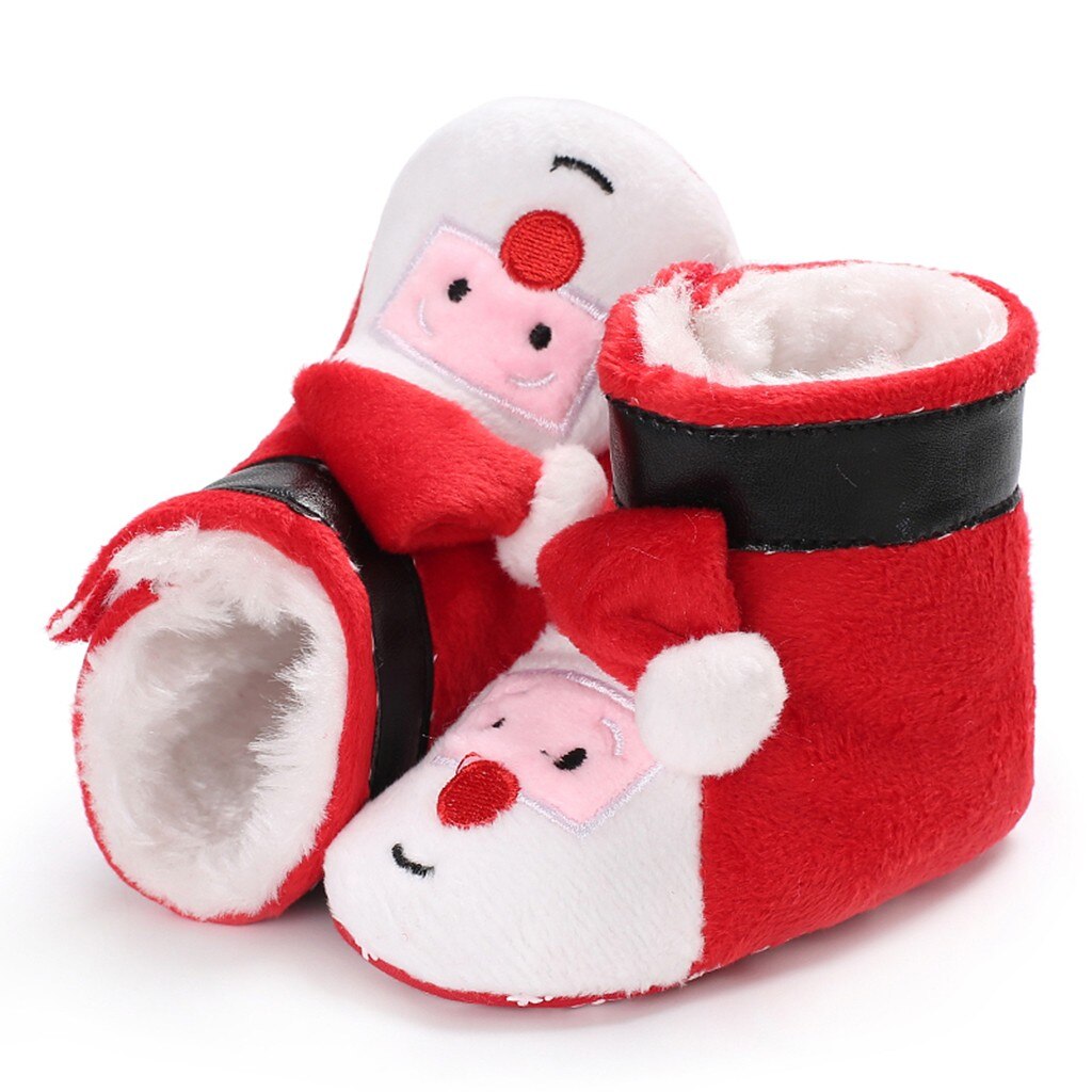Kerst Baby Schoenen Kids Meisjes Jongens Firstwalk Flock Winter Warm Snowboots Zachte Bodem Antislip Katoen Buty Niemowlece hooler
