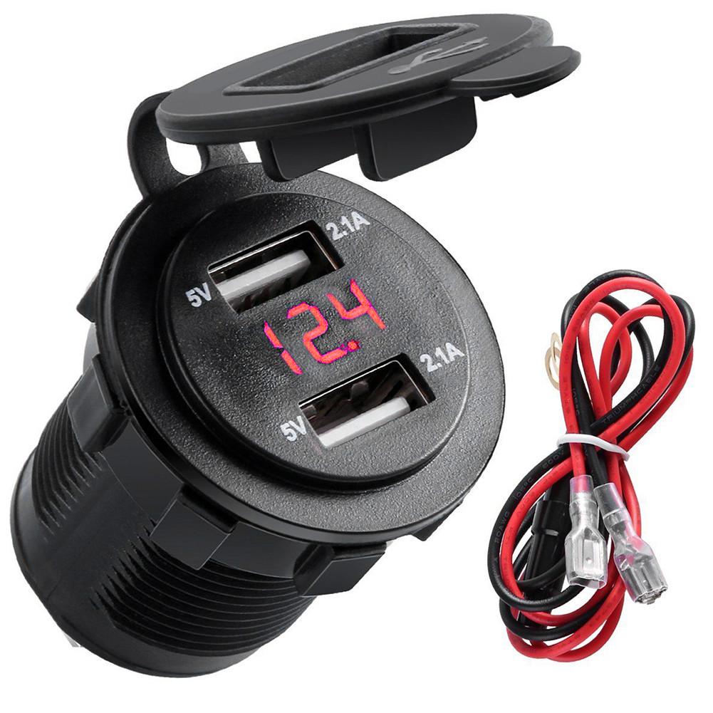 Cargador de teléfono móvil para coche y motocicleta, 12V, USB Dual 5V 4.2A, cargador con 0,6 metros, sin adaptador de enchufe, accesorios, USB Dual
