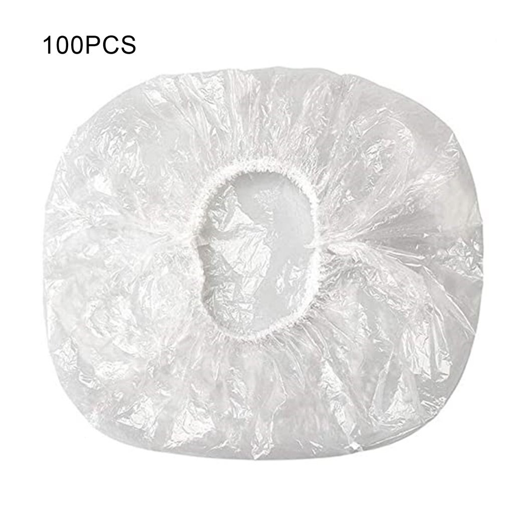 100 stuks wegwerp douchekapjes, wegwerp douchekapjes, transparant elastisch plastic voor badkamer, spa, hotel en kapsalon