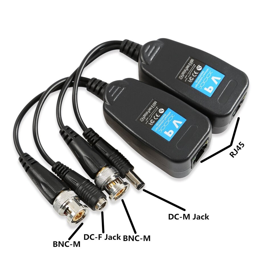 Wsdcam HD-CVI/Tvi/Ahd Passieve Video Balun Met Power Connector En RJ45 CAT5 Data Zender 1 Paar