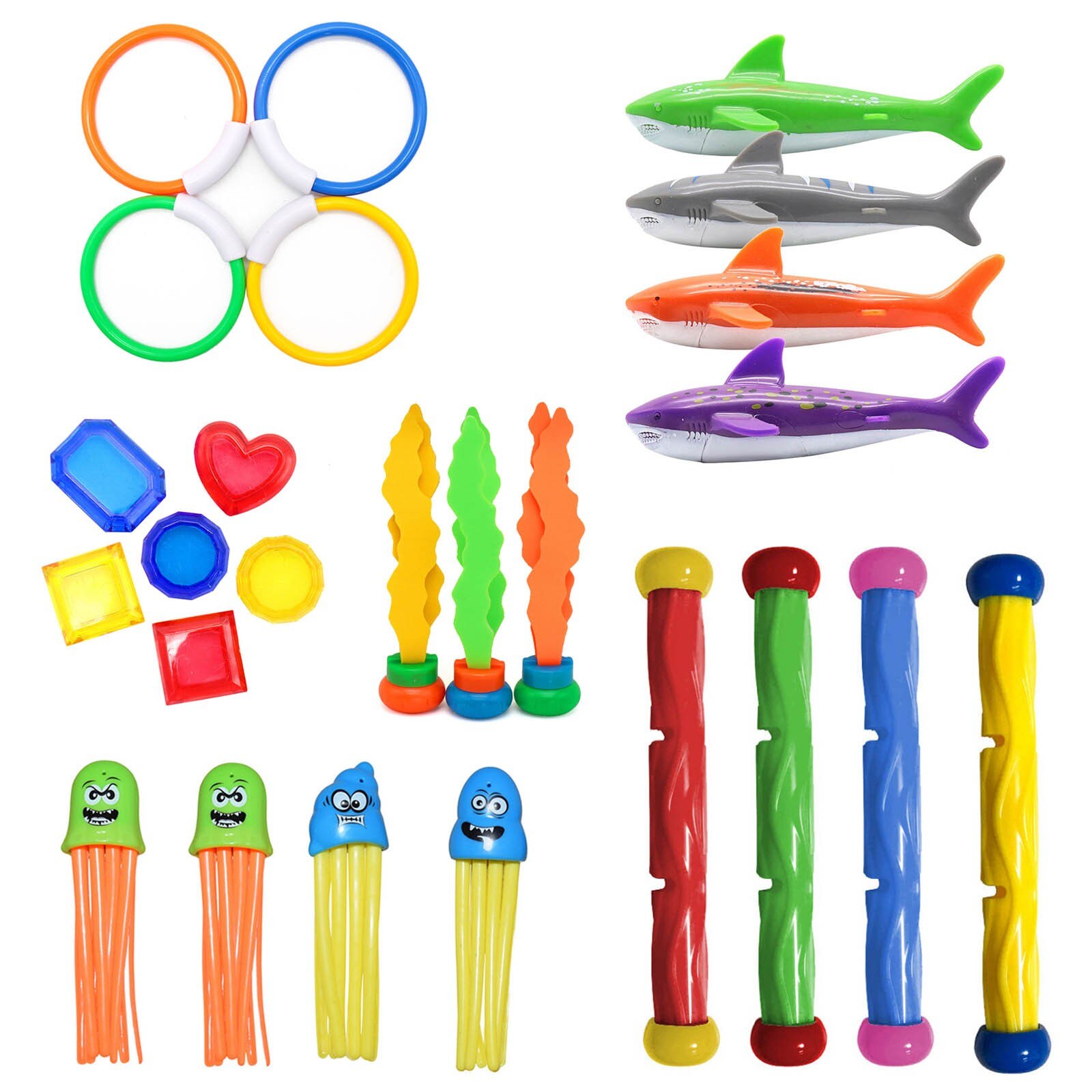 Set di giocattoli per piscina subacquea per immersioni subacquee gioco subacqueo anello per pesci piscina giochi d&#39;acqua Set regalo per allenamento giocattoli per bambini: O