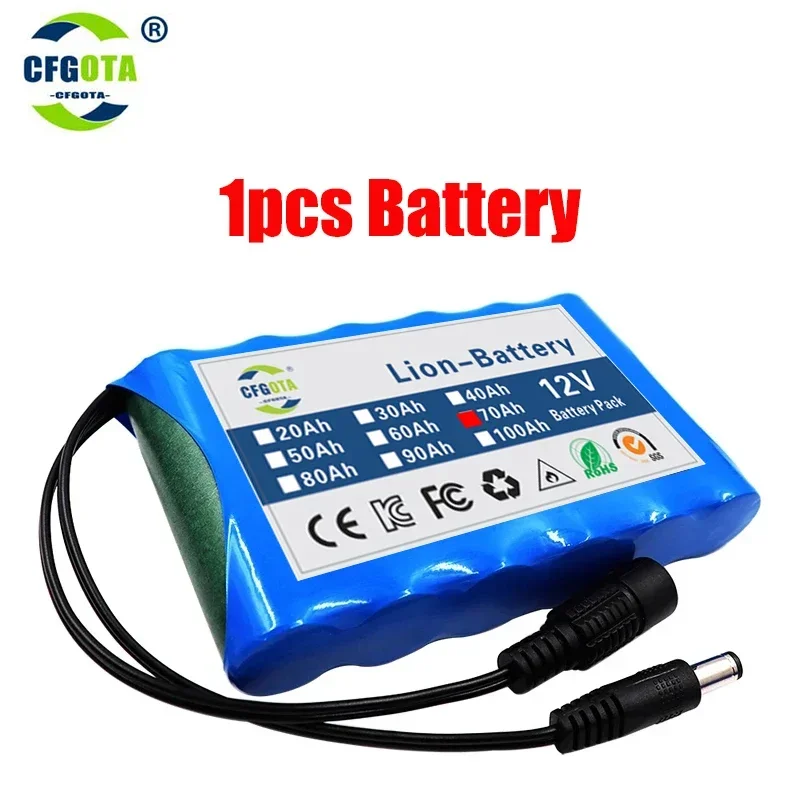12V 70000mAh Batterie 12,6 Li-Ion 70ah wiederauf ladbare Batterien mit BMS Lithium-Akkus Schutz platine V Ladegerät: Lila