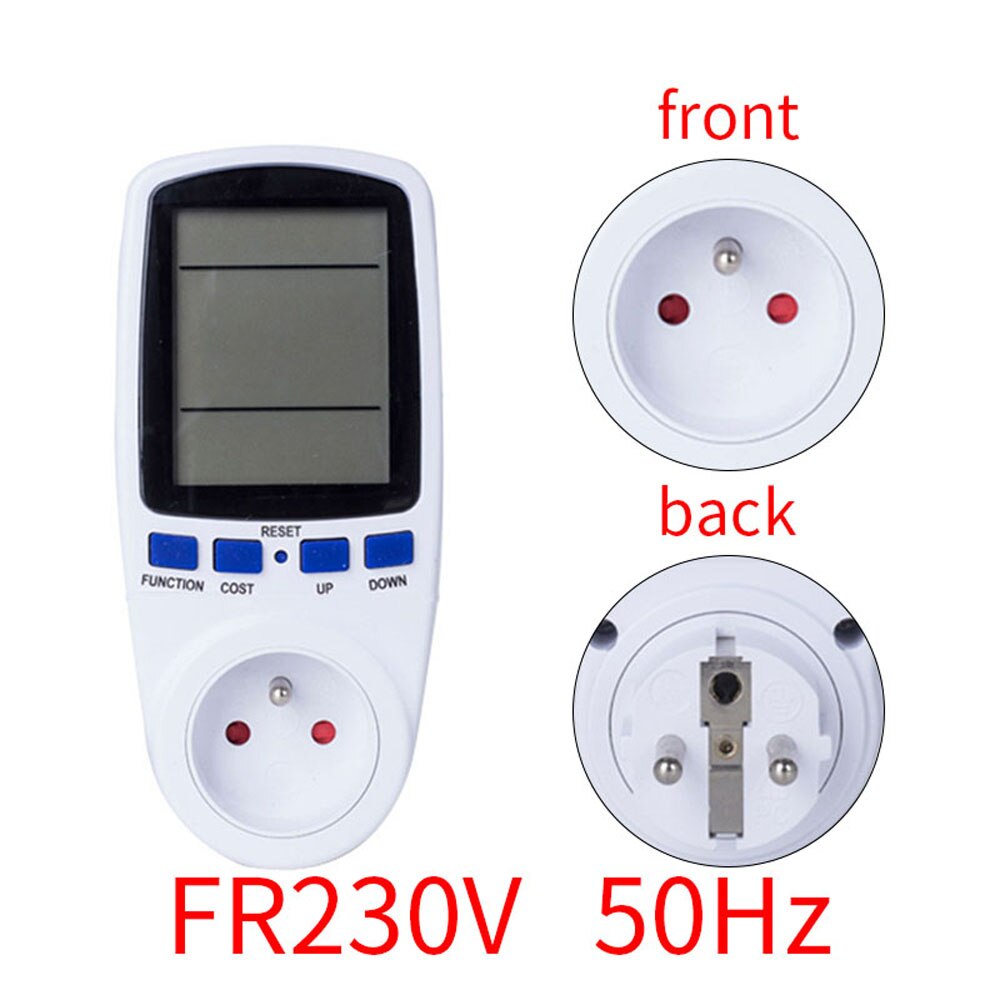 Power Meter Digitale Lcd Energy Meter Wattmeter Monitoring Apparaat Wattage Elektriciteit Kwh Power Meten Outlet Analyzer: FR Plug