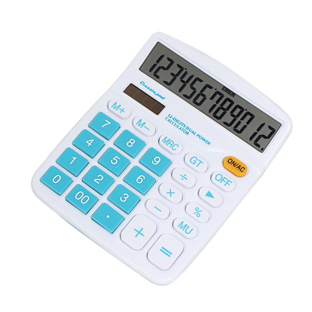 Convenient 12 Digit Calculator Large Display Solar Power Battery Home Office School Tool Accounting Financial Supplies