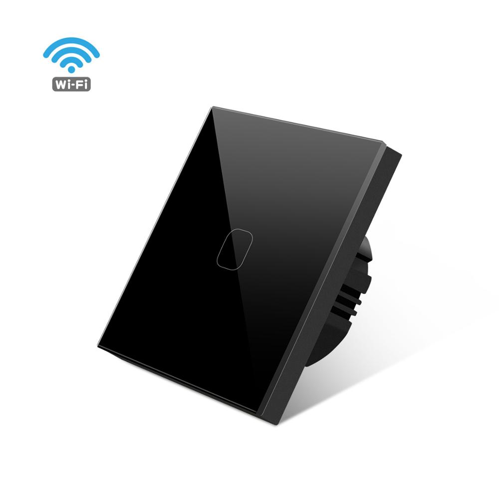 Smart Life Tuya Smart Switch Interruptor Touch Switch WIFI Voice Control Lamp Switch Smart Home Use Alexa Echo Google Home: Black / 1 Gang