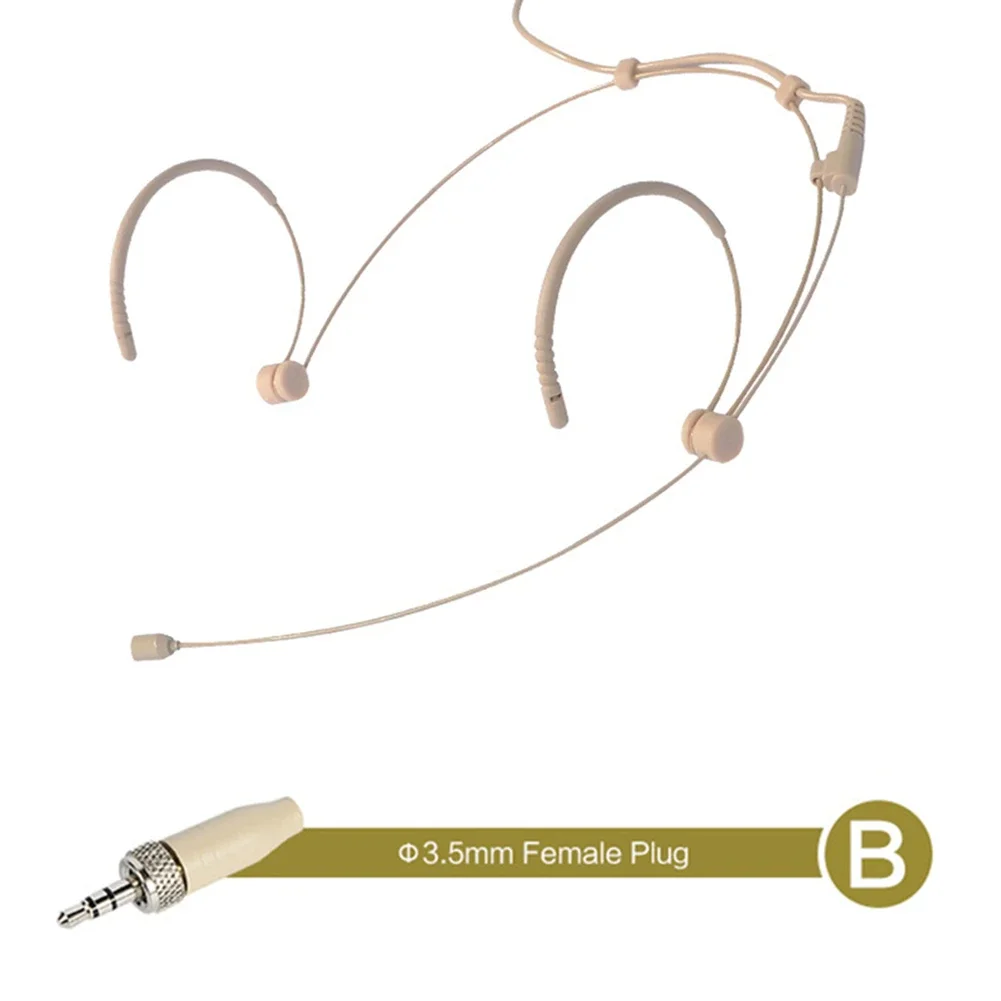 Beige Double Earhook Headset Mic 3.5mm 3 Pin 4 Pin XLR Plug Headworn Microphone Portable Audio & Video