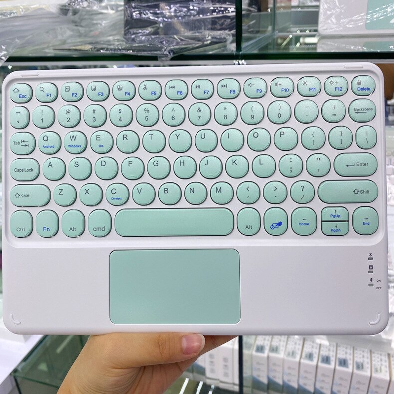 EAOR Portable Bluetooth Keyboard with Touchpad for iPad Tablet Laptop Mute Cute Wireless Keyboard Mouse Combos for Android iOS: 10 inch-Blue