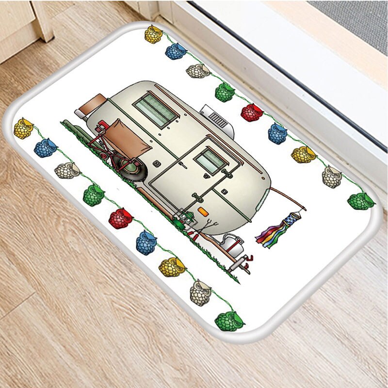 1 st 40*60cm tecknad husbil uggla mönster halkskyddad mocka matta dörrmatta dörrmatta utekök vardagsrum golvmatta matta 48273: 2dd-48273-001