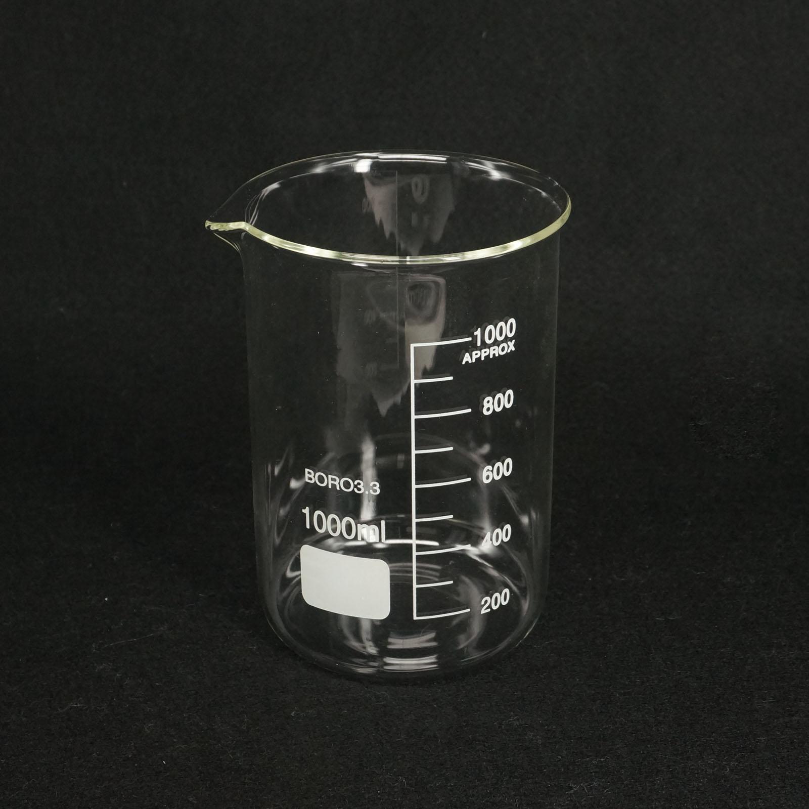 1000ML Low Form Beaker Chemistry Lab G3.3 Borosilicate Glass Heavy Wall