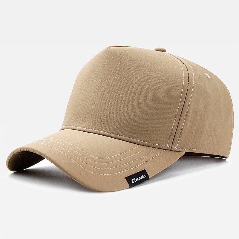 Man Hard Top Large Sport Cap Male Oversize Cotton Sun Hat Adult Plus Size Polyester Dry Quickly Baseball Caps 56-60cm 60-65cm: Polyester Khaki / 60-65cm