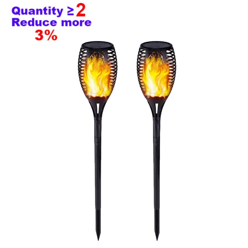 LED Solar Flame Lights Outdoor IP65 Waterproof Led Solar Garden Light Flickering Flame Torches Lamp for Courtyard Garden Balcony: 2Pcs