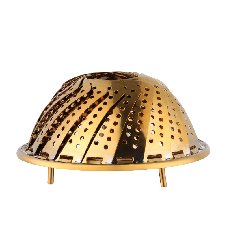 Folding steamer basket Stainless Steel Steamer Vegetable Kitchen Food Basket Mesh Steamer Rack Cookware Steamer For Cooking: Gold