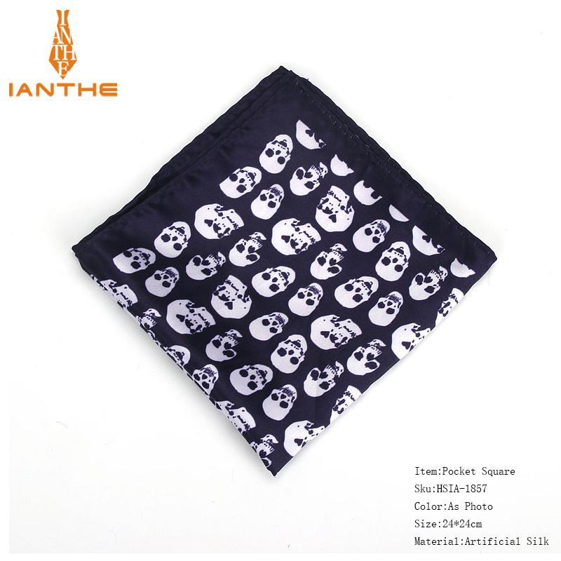 Neue herren Taschentuch Jahrgang Schädel Druck Tasche Platz Weiche Seide Taschentücher Hochzeit Party Geschäft Hanky Brust Handtuch: IA1857
