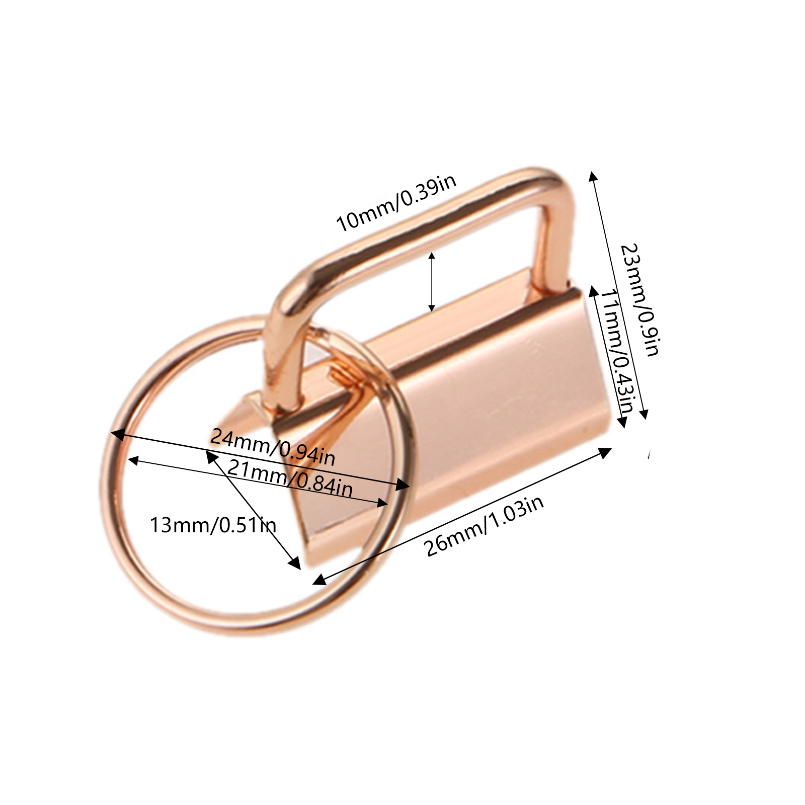 10 stk/sæt håndledsnøgler nøglering lang hale klip splitring spænde nøglering kæde webbing bånd jern 26*23mm bælter pung taske kæledyrssnor