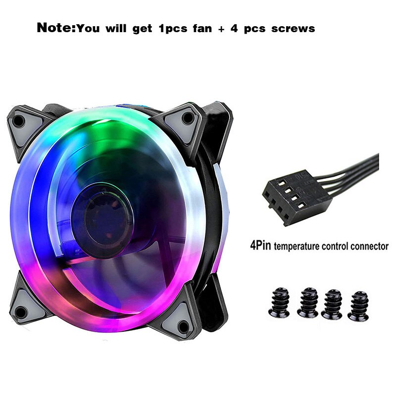 90mm LED Light 4PIN 3PIN PC Desktop Computer Case Cooling Cooler Fan 12V 9225 92x92x25mm GPU CPU Cooler Double Halo Light: 1PCS Colorful-4PIN