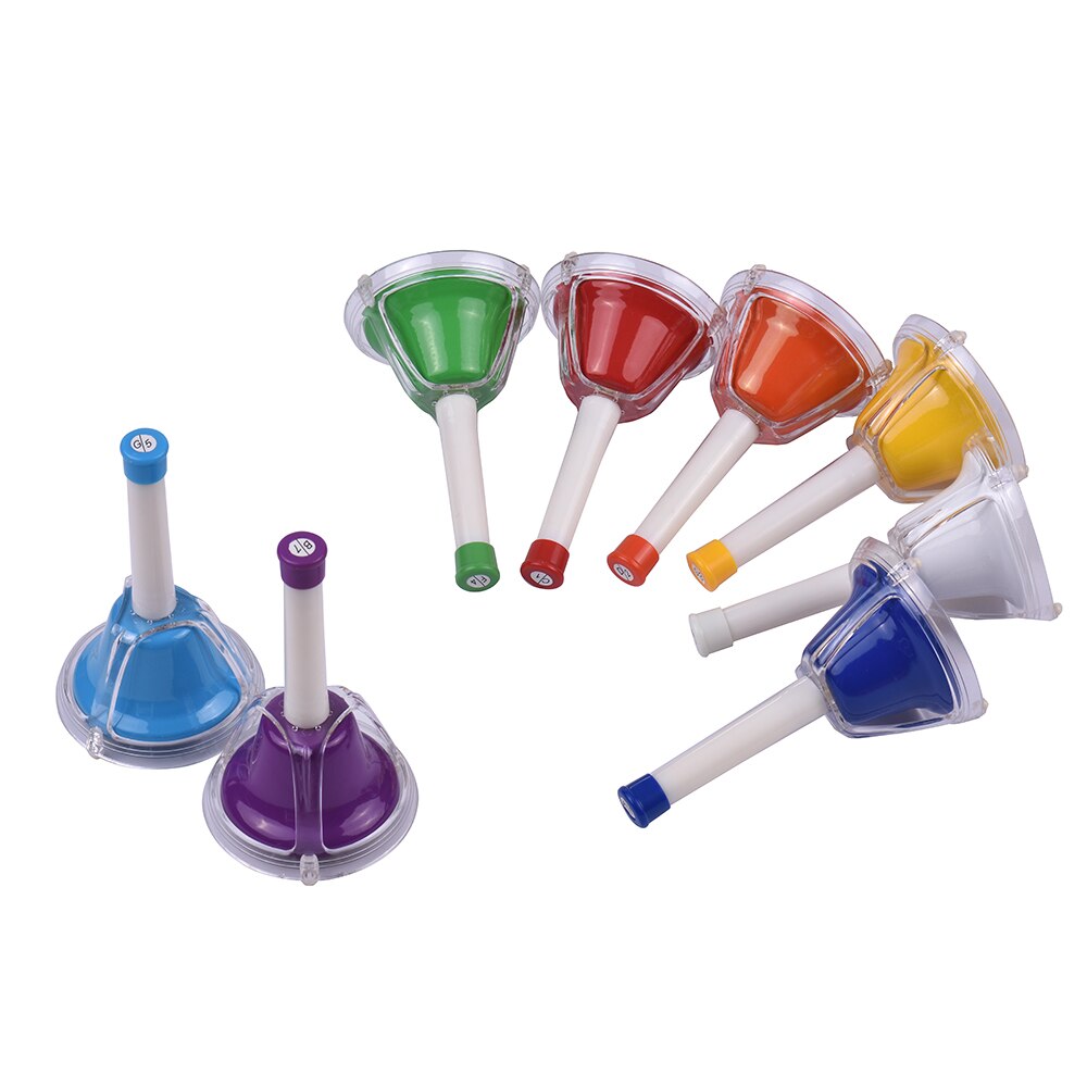 8 notes håndklokke diatonisk metalklokke farverig håndslagtøjsklokkesæt musiklegetøj til børn børn til musikalsk læring