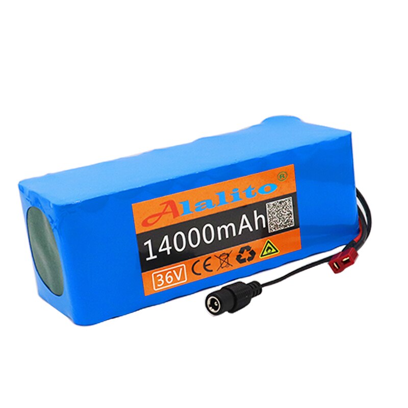 Alalito 10S4P 36V 14000mah 500w High Power Capacity 42v 14AH 18650 Lithium Battery Electric Motorcycle Bicycle Scooter with BMS