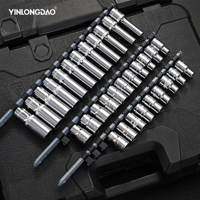 Socket Ratchet Car Repair Tool Wrench Set Head Ratchet Pawl Socket Spanner Screwdriver Metalworking Tool Kit