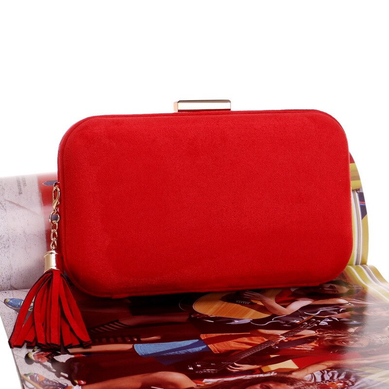 Kvinnor kväll handväska clutch väska brud bröllop clutches kedja handväska fest middag bal kedja axel handväska plånbok: Röd