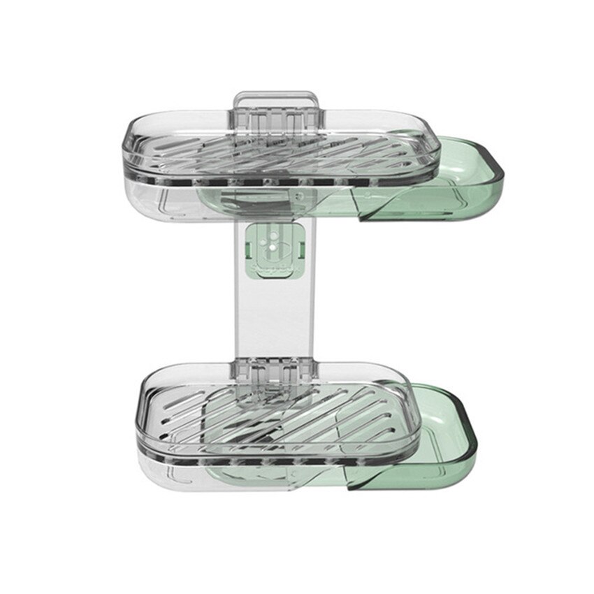 Transparent Laundry Soap Holder Case Wall Mounted Suction Cup Soap Dishes, Double Layer Bathroom Drain Soap Box Tray Shelf: 4