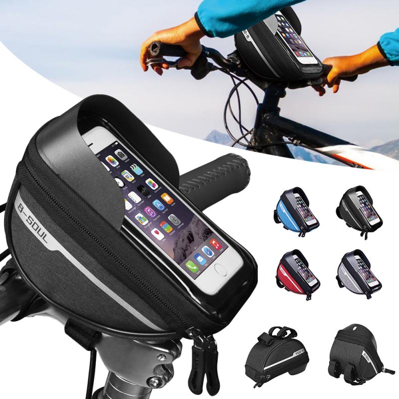 B-SOUL Bike Zakken Fietstas Fietsen Hoofd Stuur Cell Mobiele Telefoon Bag Case Houder Screen Telefoon Mount Tassen Fiets Accessoires