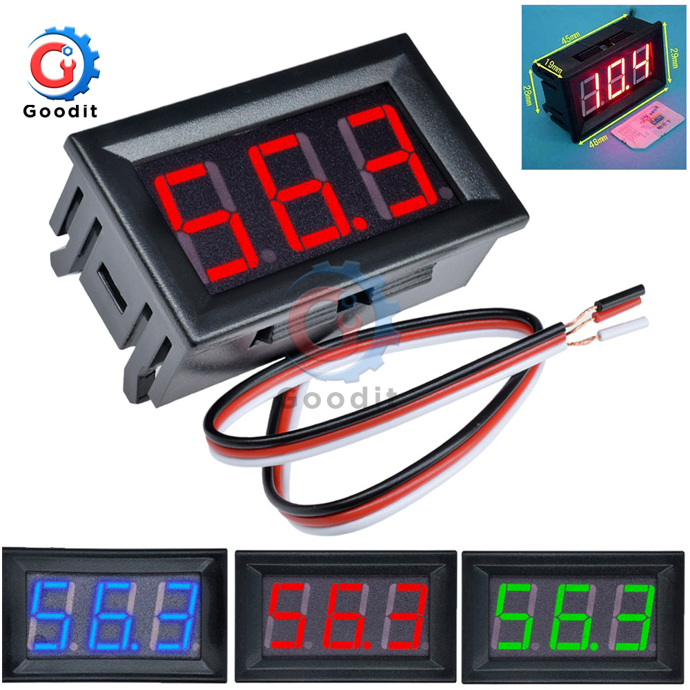 Mini LED Digital DC 0-100V Voltmeter Messgerät Spannung Volt Fahrzeuge Tafel Meter verrotten/Blau/Grün 12V 24V 48V für Auto etc