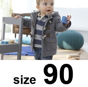 Boys Winter Warmer Clothes 2 Color Kids Outerwear Coat For 1-3 Yrs Baby Thick Clothing Children Hooded Jacket: Gray 90