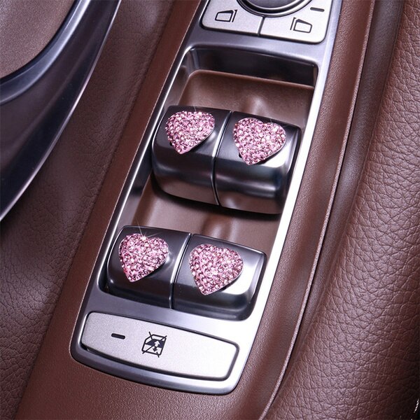 Pegatinas de para coche, 6 uds., cristales, diamantes de imitación, arranque automático, llave de encendido, accesorios de Interior de coche
