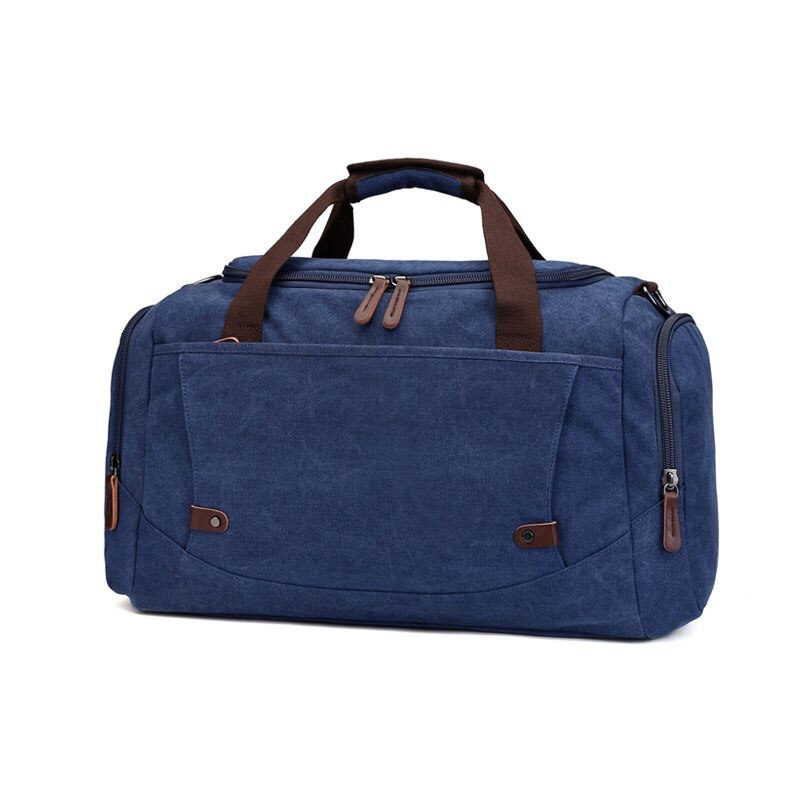 Scione mænd lærred rejsetasker kuffert vandtæt bagage duffel skuldertaske stor kapacitet solid crossbody bærbar håndtaske: Blå
