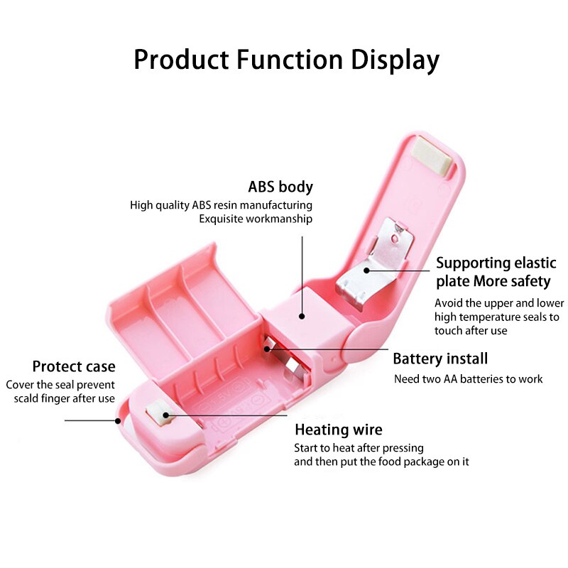 Bærbar mini-pose klipforsegler varmelegeme forseglingsmaskine multifunktionel mad snack frugt pakke genforsegler køkken gadgets værktøjer