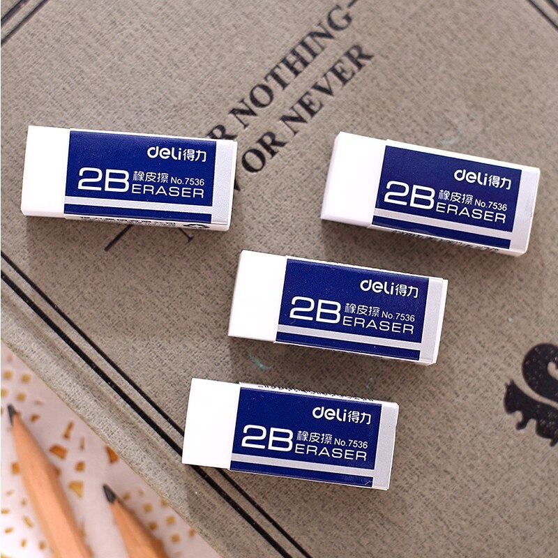 4Pcs 2B White Rubber Eraser Gomme Elastic Borracha Escolar Exam Art Drawing Eraser No Debris Clean School Statonery Deli 7536