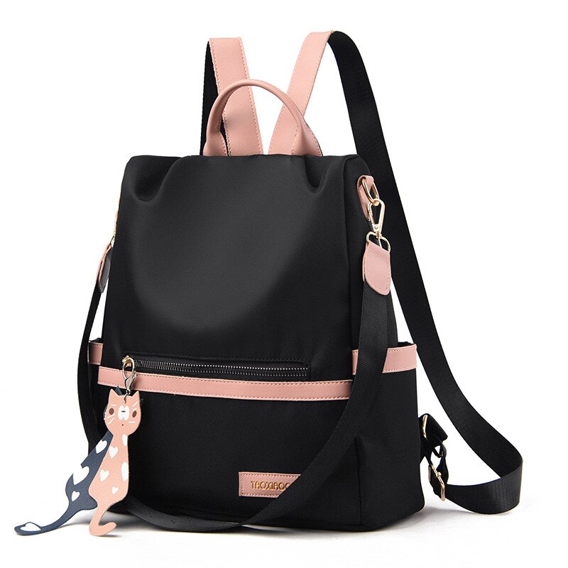 Mochila de ocio antirrobo para mujer, bolsa de viaje Oxford, para exteriores, para ordenador portátil, versión coreana,: black