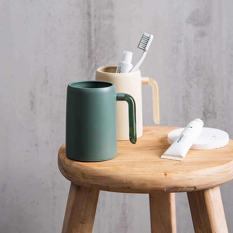 Household Wash Cup Simple Transparent Handle Gargle Cup Dental Cylinder Toothbrush Cup with Handle Portable