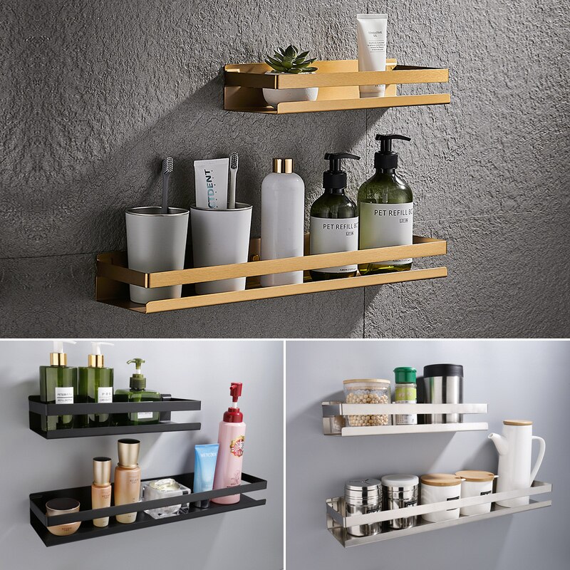 Estante de pared para baño, accesorio negro para ducha, champú y baño, estantes esquineros, estante de almacenamiento de 20cm-50cm