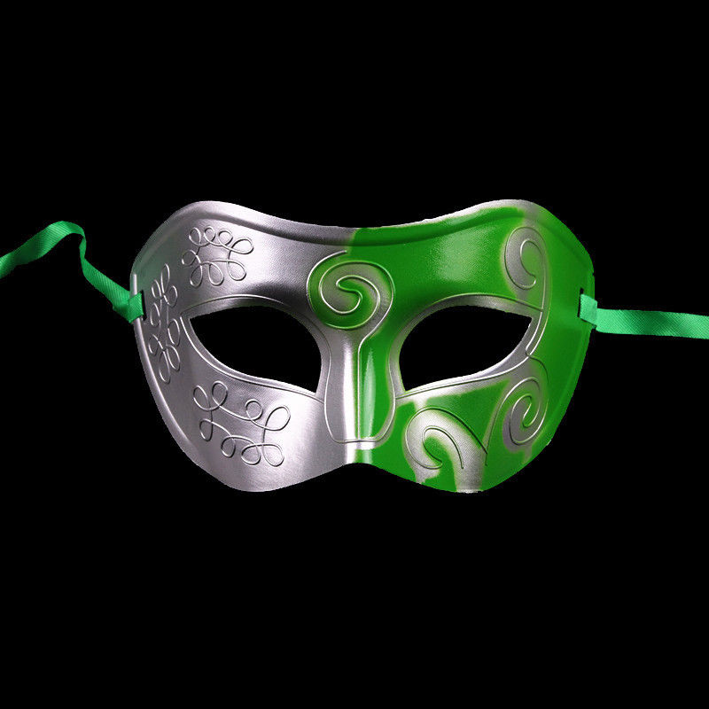 Vintage sølvguld mænd antikke gladiator karneval maskerade bold festmasker seje retro mænds festmasker: Grøn