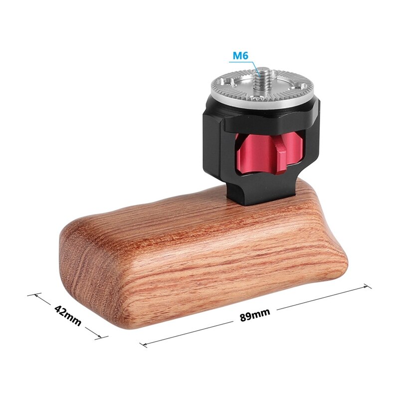 Camera Houten Handlegrip Met M6 Arri Duimschroef Verbinding Mount Connector Voor Dslr Camera Cgae (Rechts)