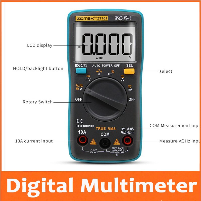 Digital Multimeter Backlight AC/DC Ammeter 6000 counts AC/DC Ammeter Voltmeter Ohm Portable Meter voltage meter