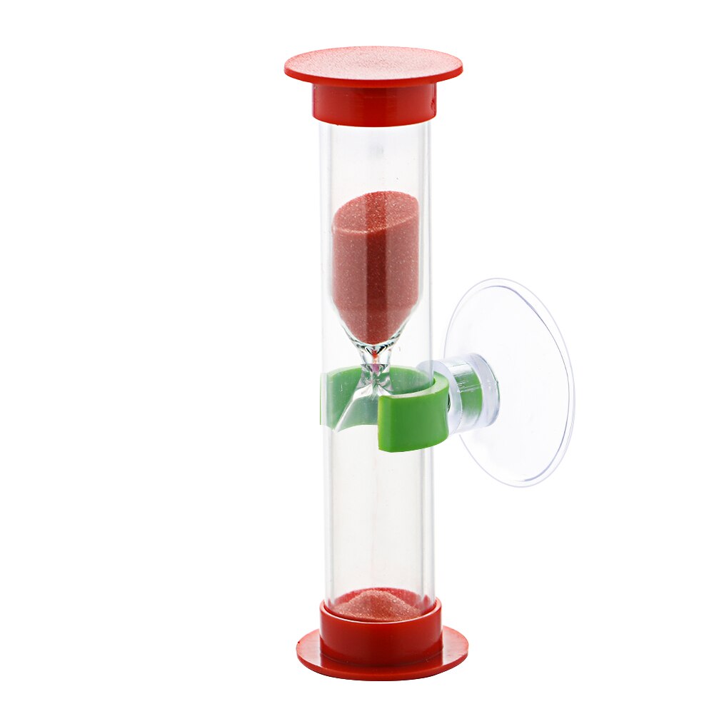 Minuterie de douche pour enfant, 3 minutes, ventouse colorée, sablier, horloge de sable, minuterie de douche, brossage des dents, minuterie de jeu: red