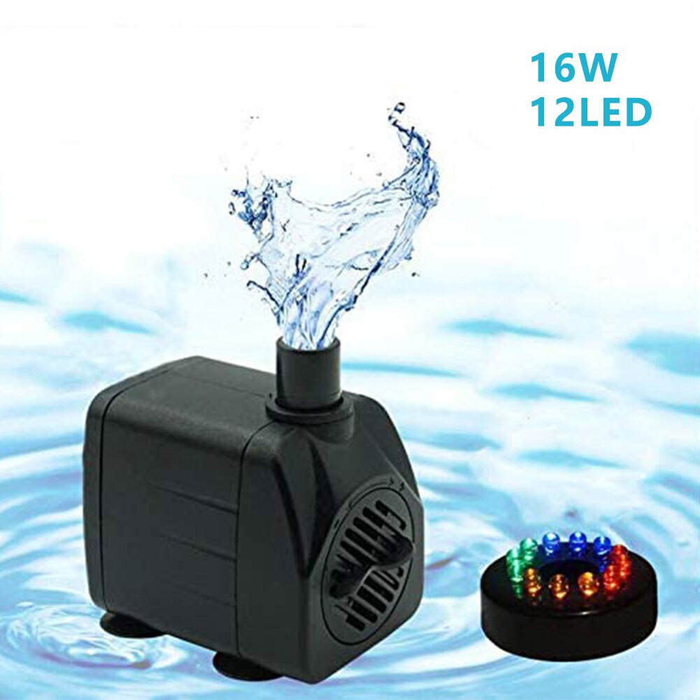 Electric Water Pump Mini Water Pump With 12 LED Bulbs Waterscape Decoration Ilter Fish Pond Water Pump For Submersible Fountain
