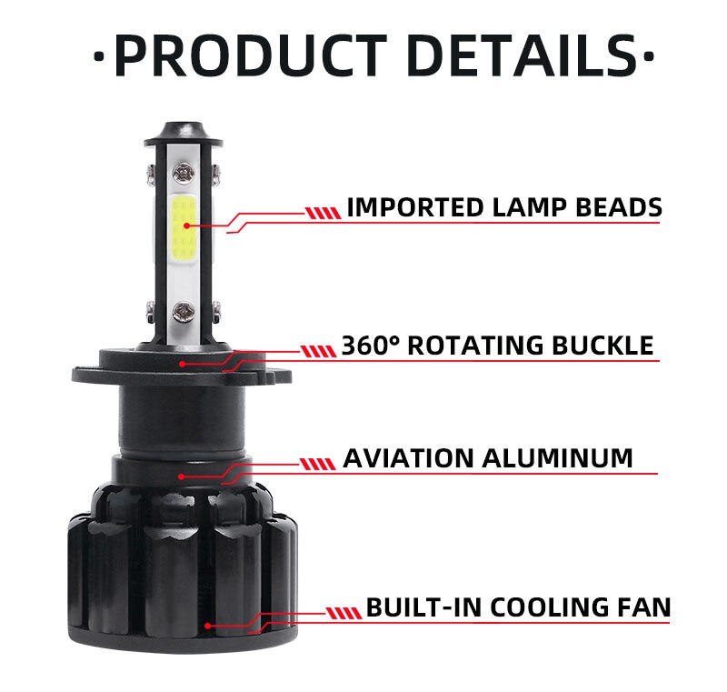 2 PIÈCES 100W 16000LM H11 H7 LUMIÈRE LED Ampoule H4 H11 H8 HB3 9005 9006 HB4 9012 voiture Ampoules De Phares LED 6000K 12V VOITURE lampes 8000K